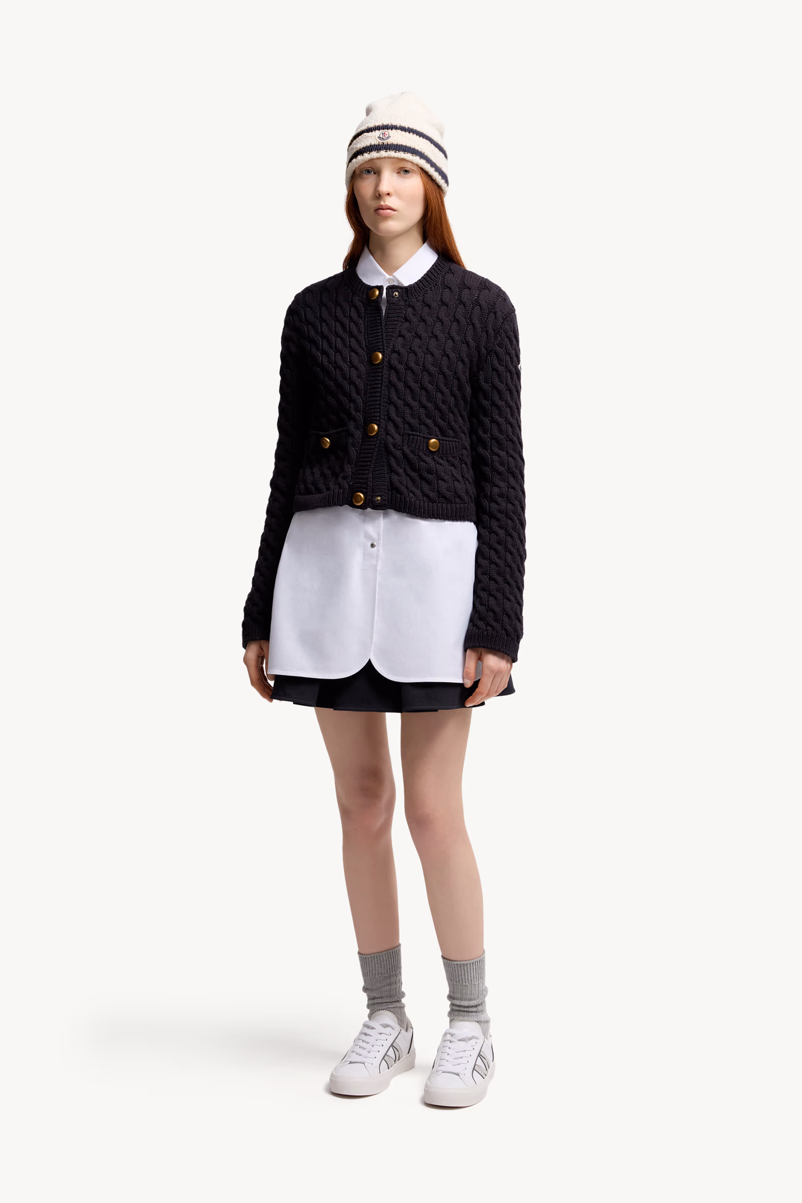 Cardigan en coton mélangé Femmes Bleu marine Moncler 0